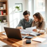 A couple reviewing their financial goals together at a table